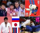 Τζούντο ανδρών - 73 kg πόντιουμ, Mansur Isayev (Ρωσία), Riki Nakaya (Ιαπωνία) και Nyam-Ochir Sainjargal (Μογγολίας), Legrand Ugo (Γαλλία) - London 2012-